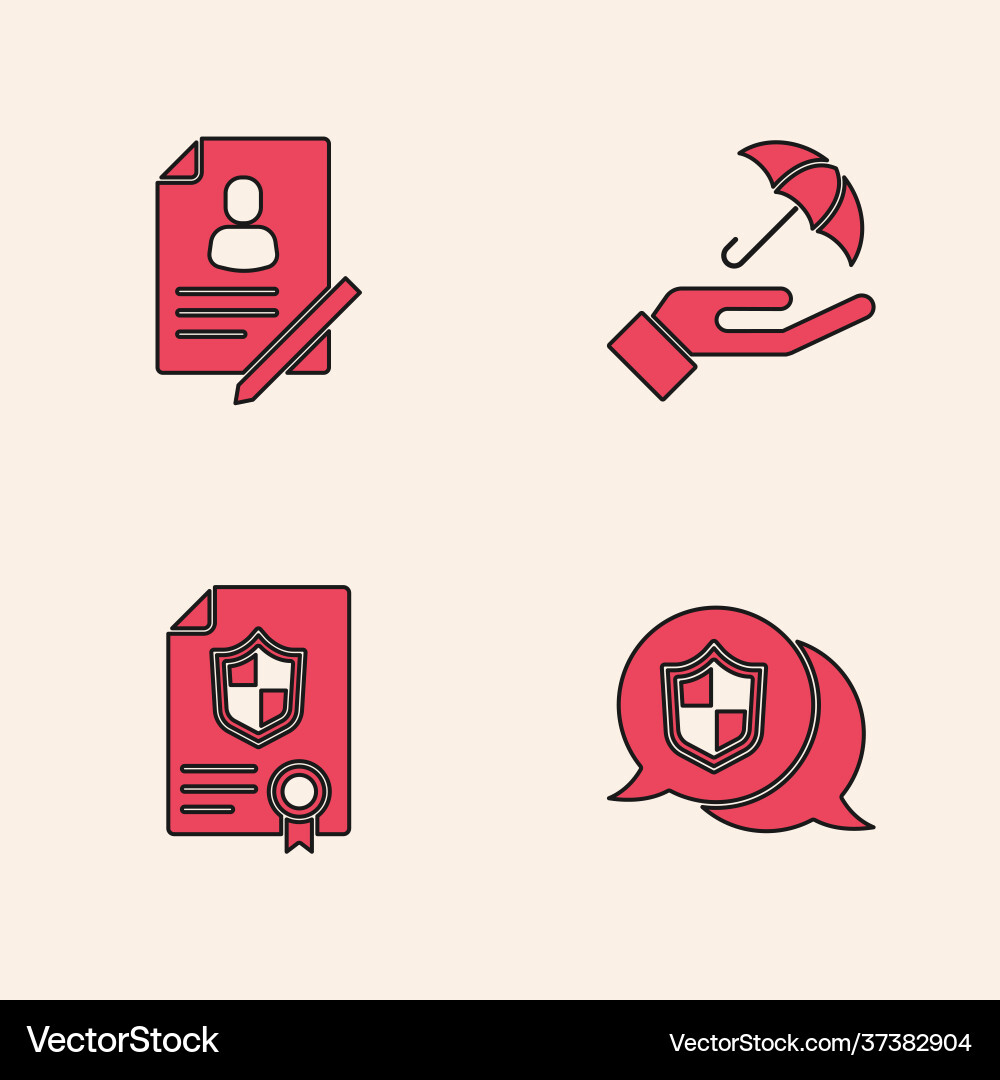 Set location shield document with umbrella Vector Image