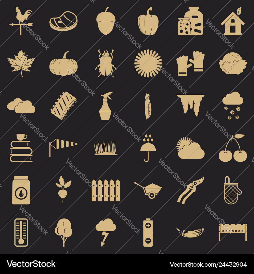 Spring vegetable icons set simple style Spring vegetable icons set simple style Vector Image