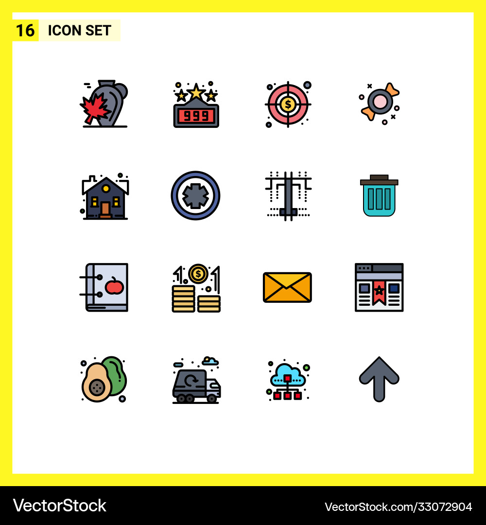 User interface pack 16 basic flat color filled Vector Image