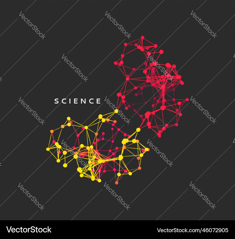 3d molecular structure with spherical particles 3d molecular structure with spherical particles vector image