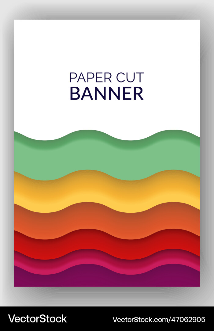 Abstract background with color waves paper art vector image