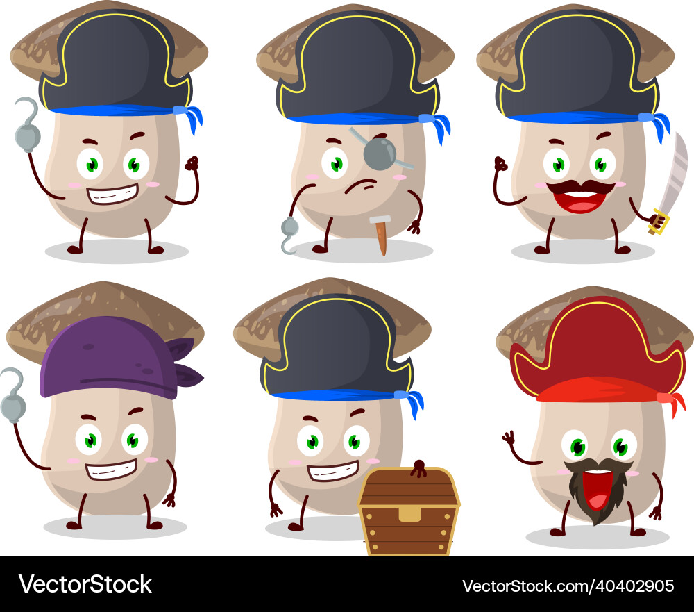 Cartoon character of shiitake with various Cartoon character of shiitake with various Vector Image