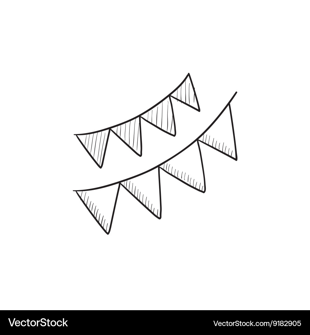 Christmas triangular flags sketch icon vector image