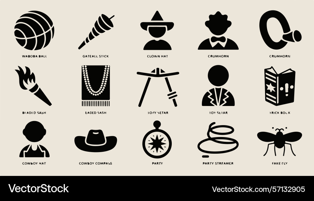 Collection of icons representing various objects vector image