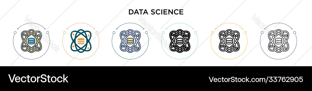 Data science icon in filled thin line outline vector image