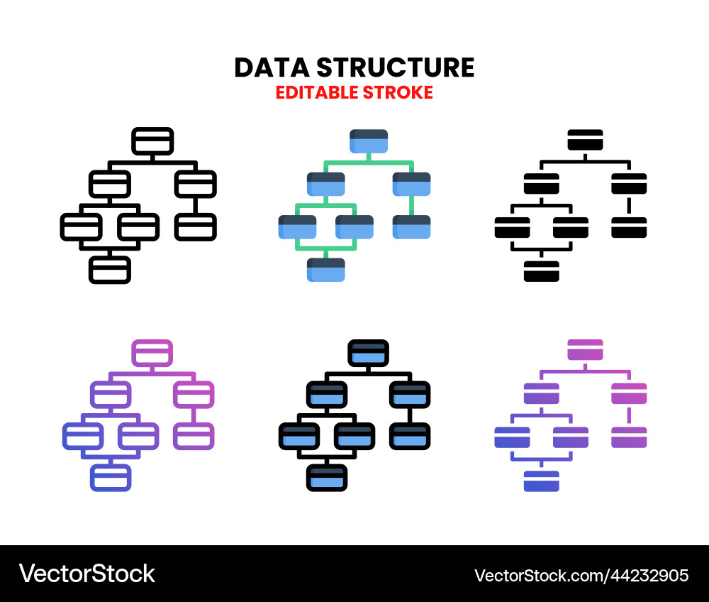 Data structure icon set with different style Data structure icon set with different style vector image