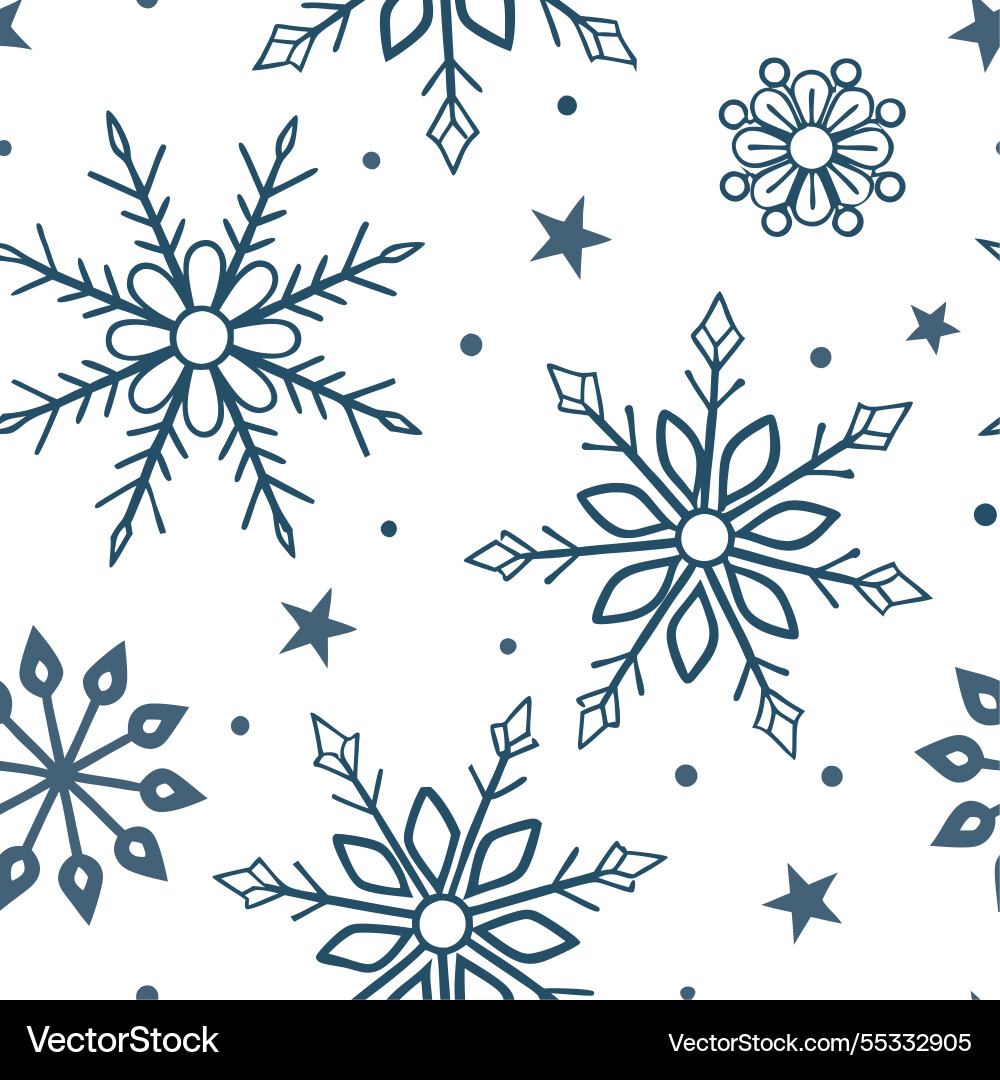 Delicate snowflake motifs seamless tile pattern Delicate snowflake motifs seamless tile pattern Vector Image