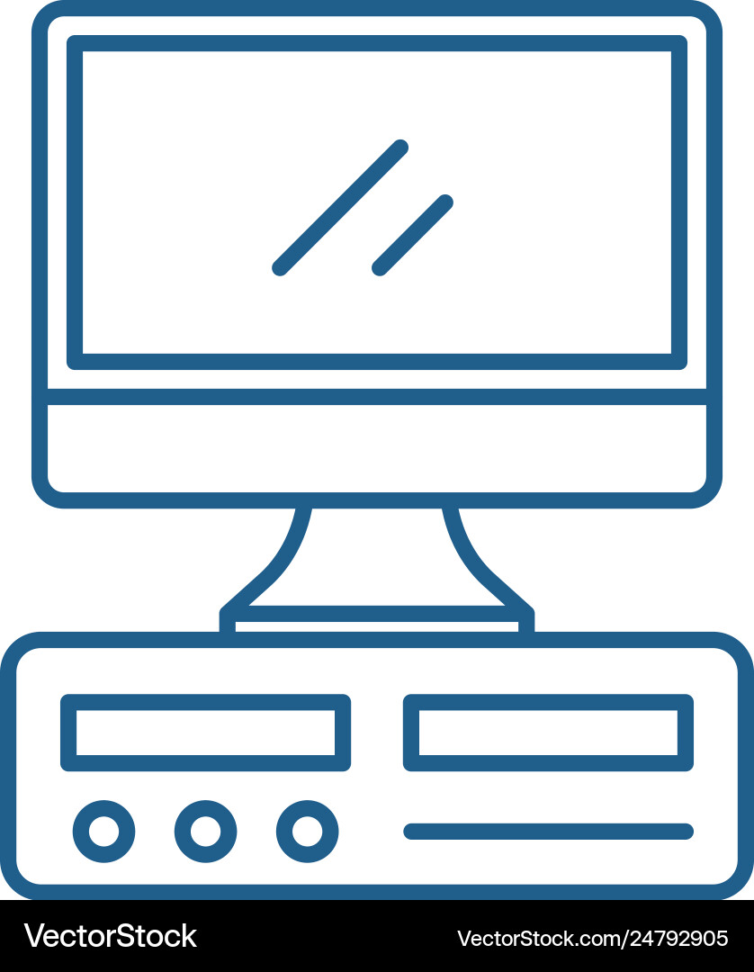 Desktop computer line icon concept vector image