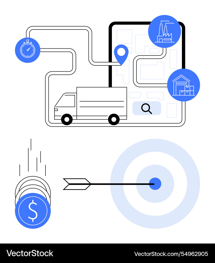 Efficient route planning with gps navigation Efficient route planning with gps navigation Vector Image