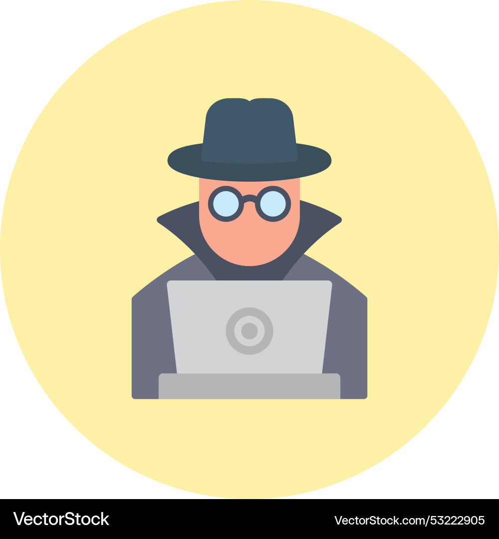 Hacker flat circle icon Vector Image