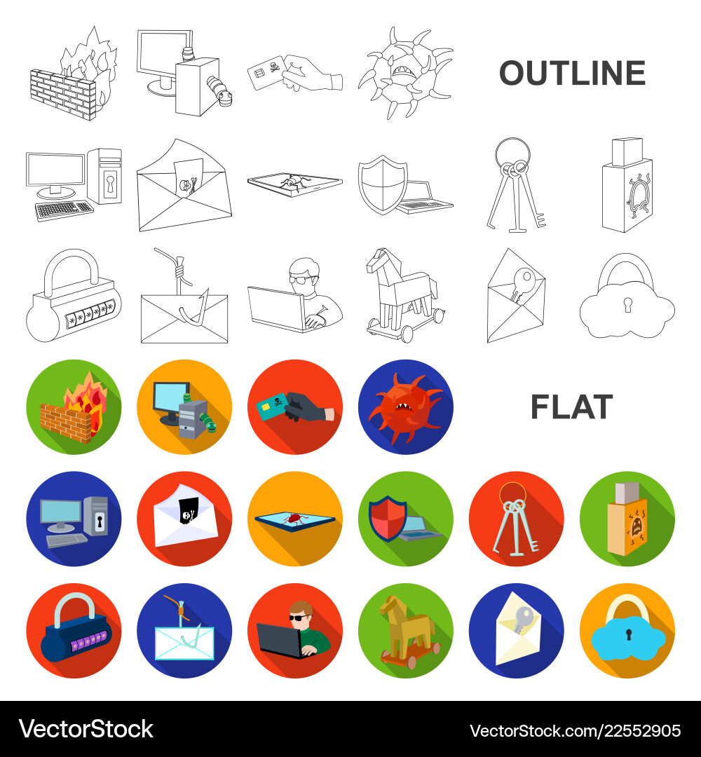 Hacker und Hacking flache Icons in Set-Sammlung Hacker und Hacking flache Icons in Set-Sammlung vektorbild