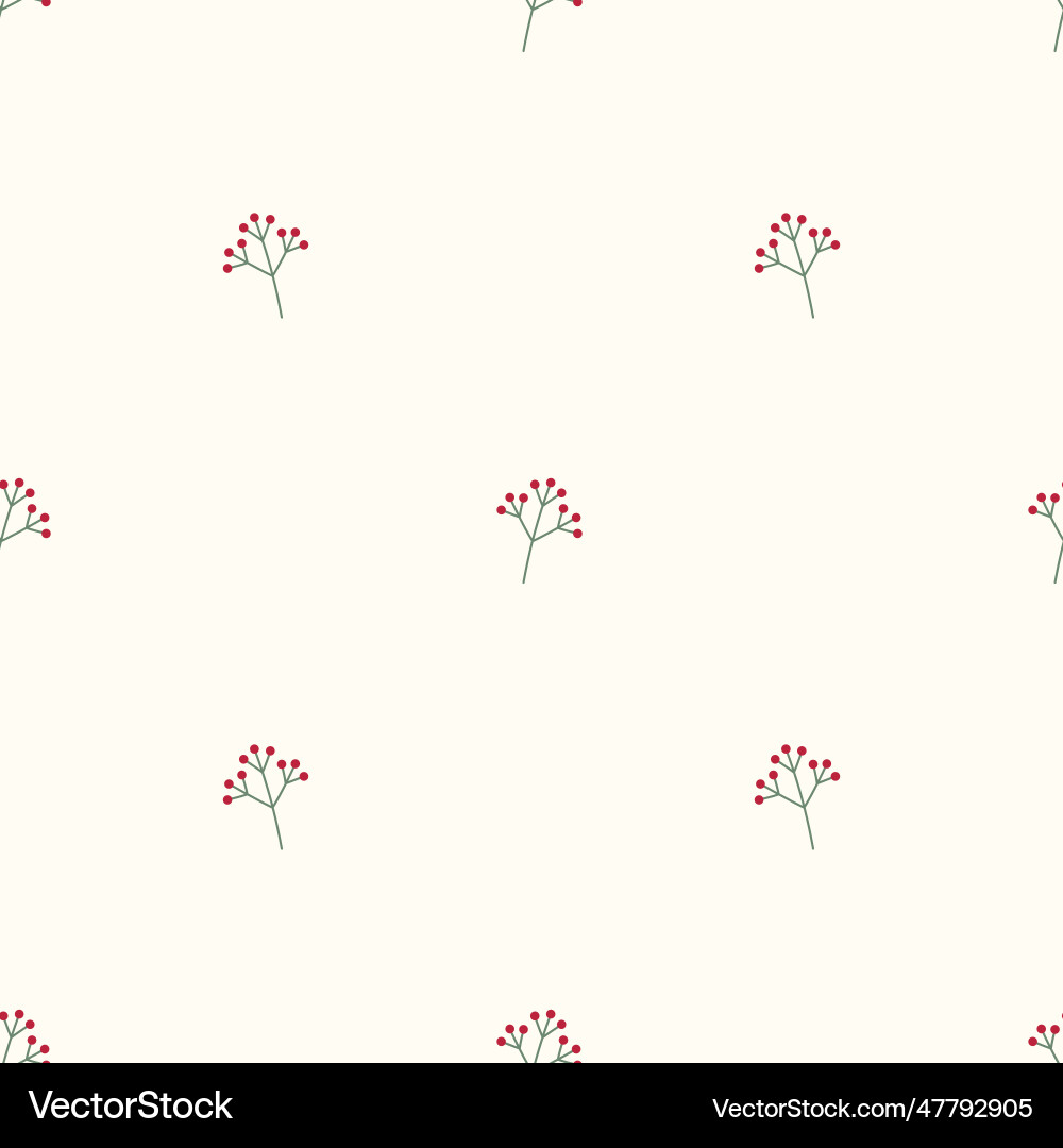 Hand drawn rowan branch botany element seamless Vector Image
