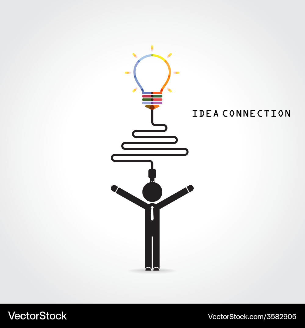 Light bulb symbol and knowledge connection vector image