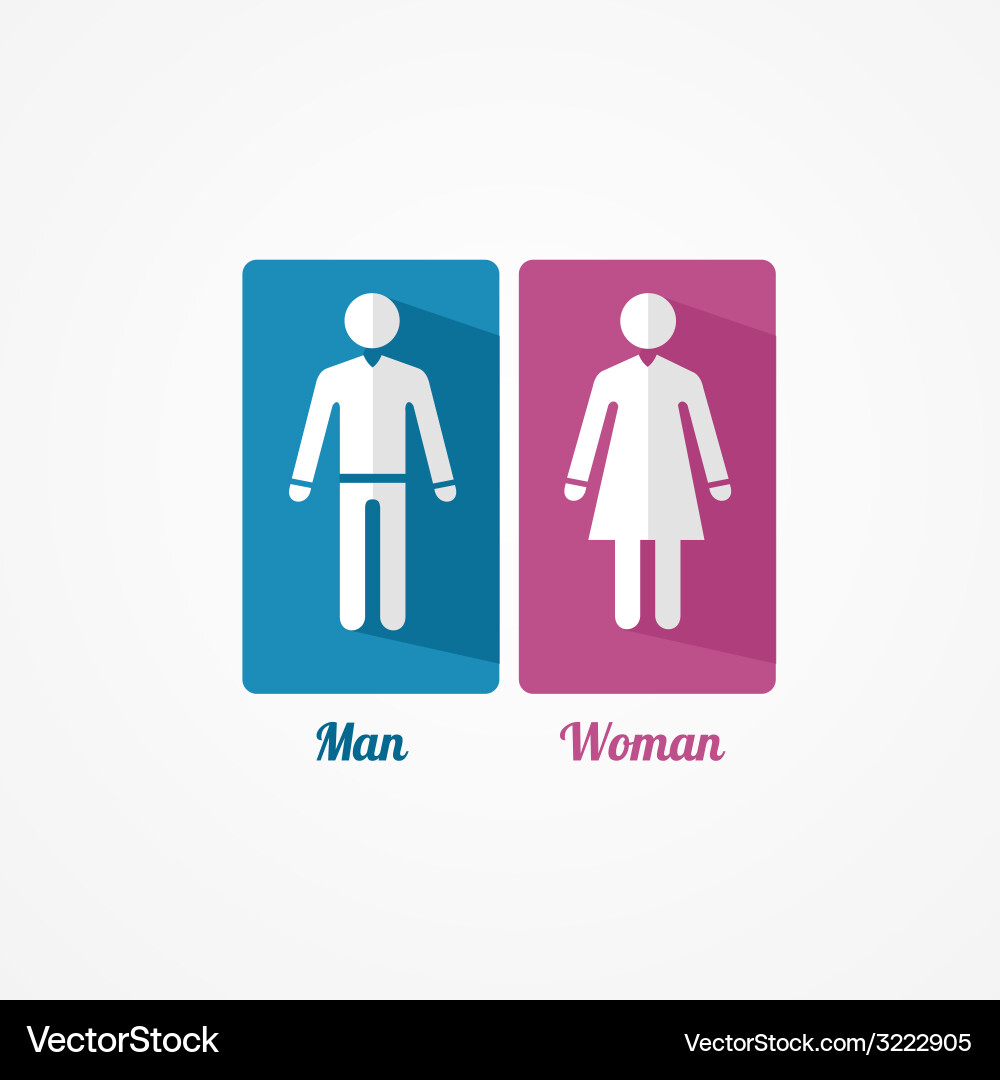 Man and woman flat icon with shadows Royalty Free Vector