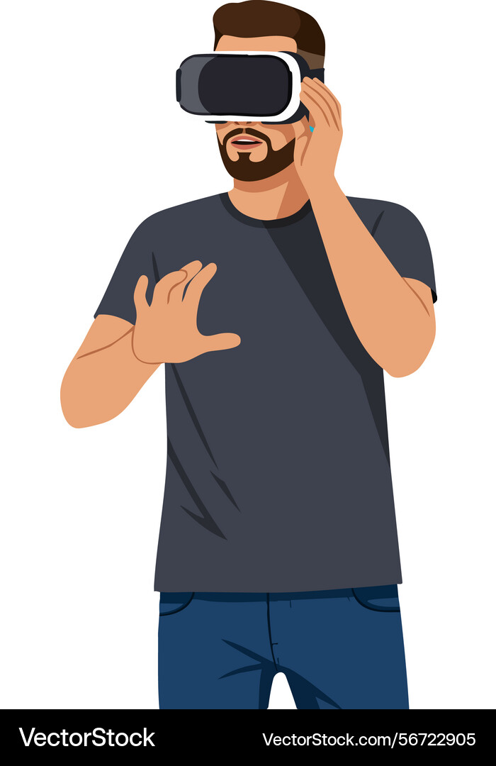 Man using virtual reality headset for immersive Man using virtual reality headset for immersive vector image