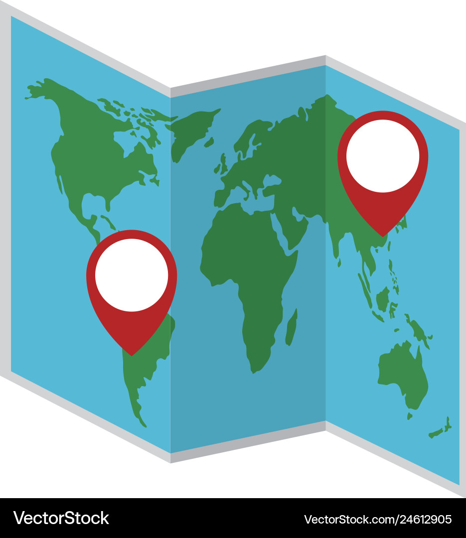 Map paper with pin location Map paper with pin location vector image