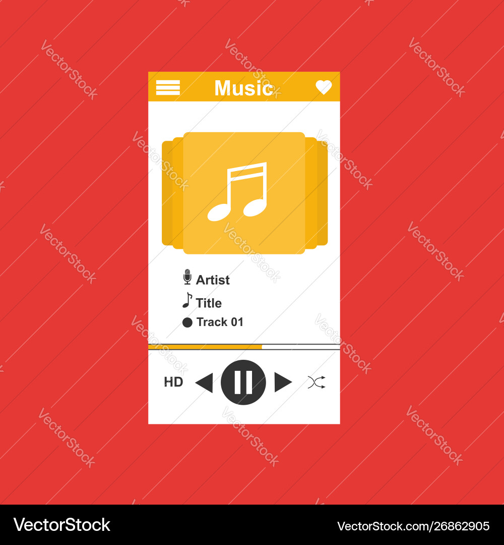 Media player application app template with flat Media player application app template with flat vector image