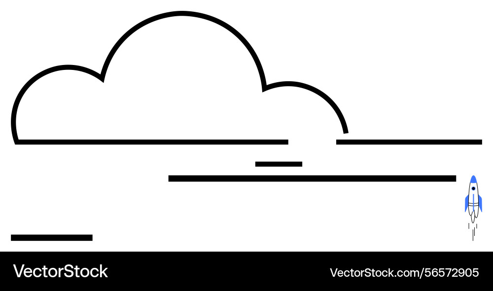 Minimalist cloud and rocket design representing Vector Image