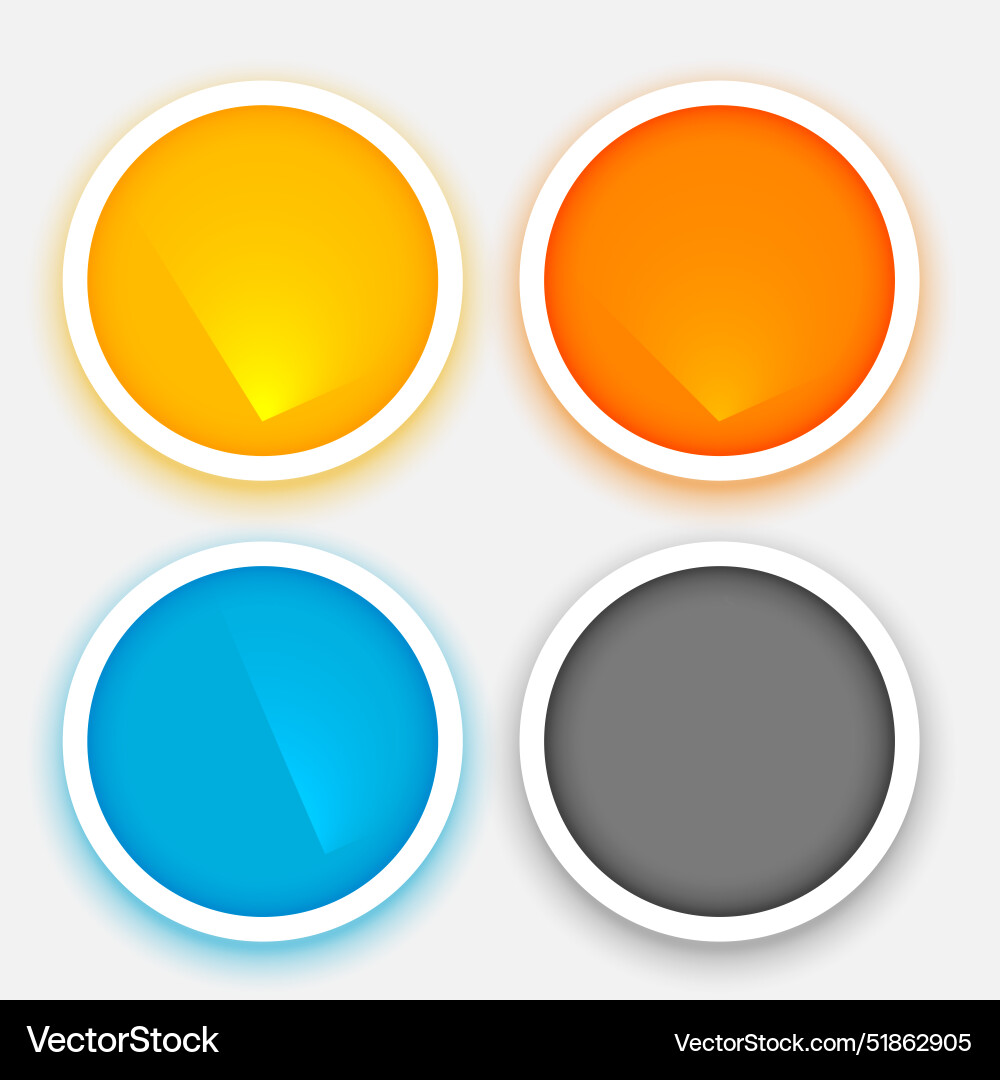 Pack of 3d style empty circular button in four Vector Image