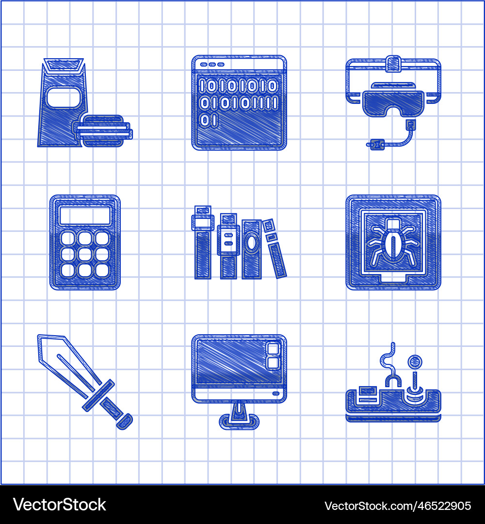 Set book computer monitor screen gamepad Set book computer monitor screen gamepad vector image