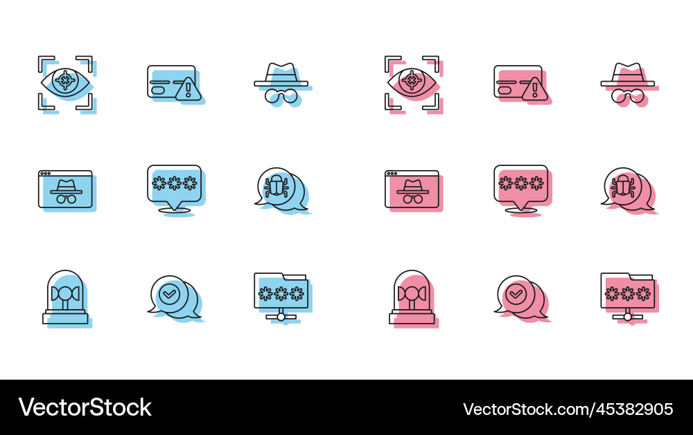 Set line flasher siren check mark in speech Set line flasher siren check mark in speech vector image