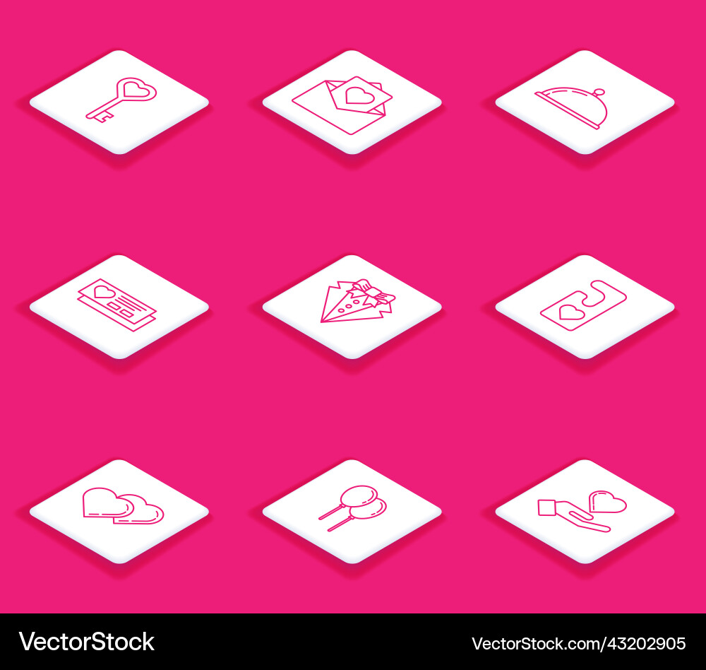 Set line key in heart shape envelope Vector Image