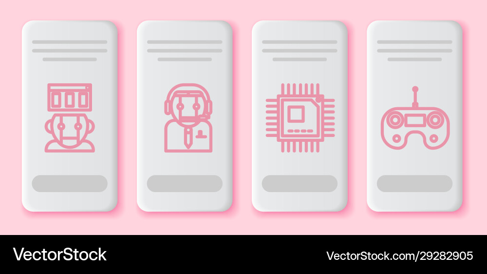 Set line robot worker processor Set line robot worker processor vector image