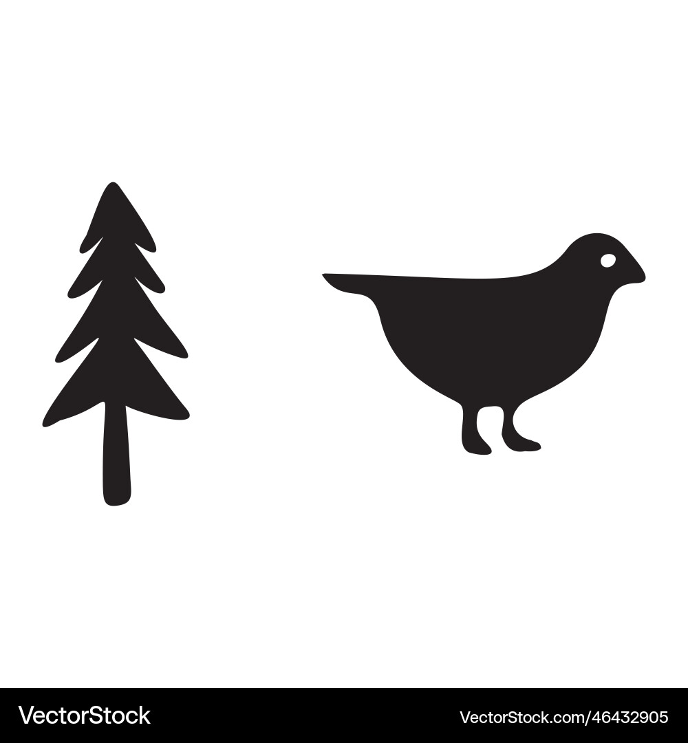 Set of bird and botanical motif collection vector image