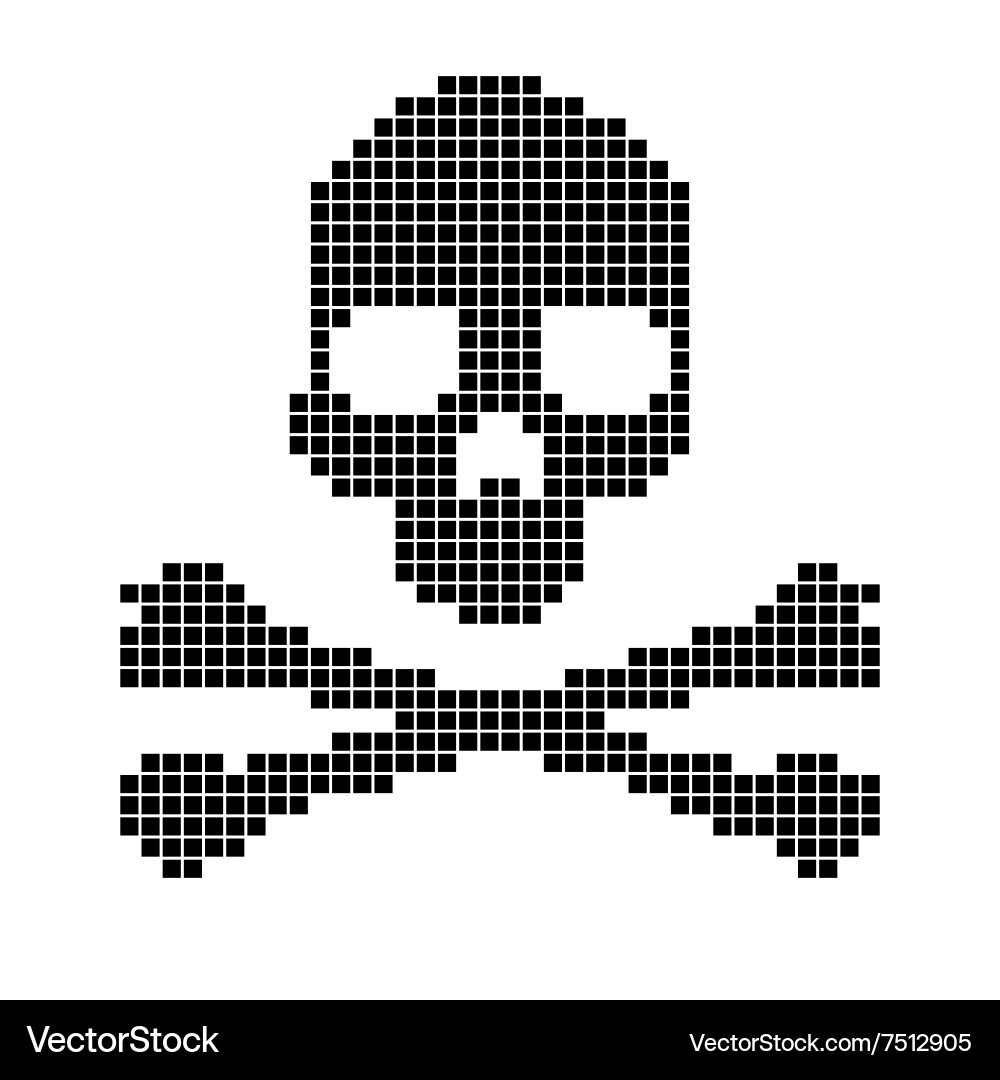 Skull and crossbones collected from pixels vector image