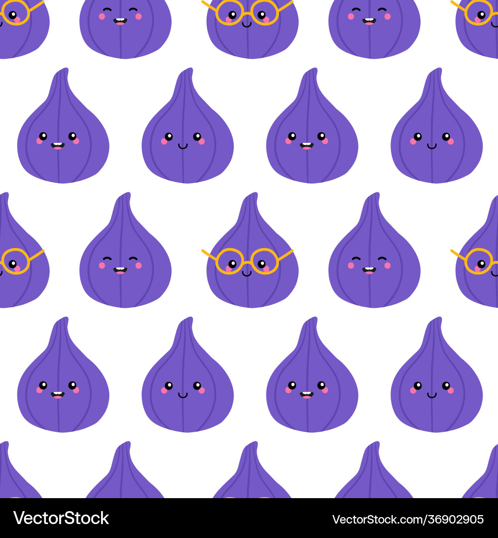 Smiling fig fruit characters seamless pattern Smiling fig fruit characters seamless pattern vector image
