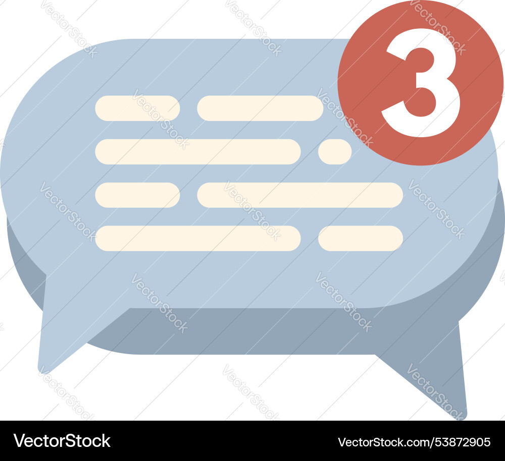 Speech bubble showing three new messages arriving Speech bubble showing three new messages arriving vector image