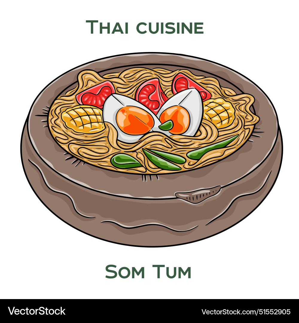 Traditionelle thai food som tum auf weiß hintergrund Traditionelle thai food som tum auf weiß hintergrund Vektorbild