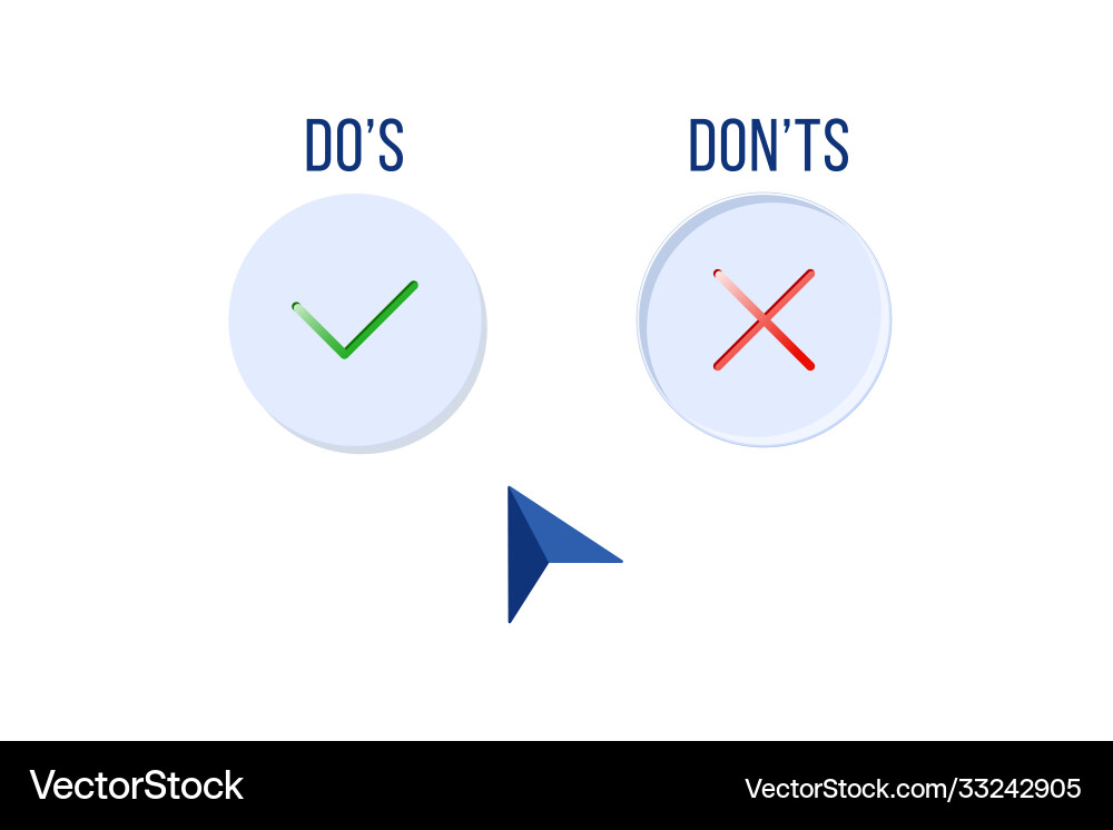 Two buttons do s and don ts cursor Vector Image