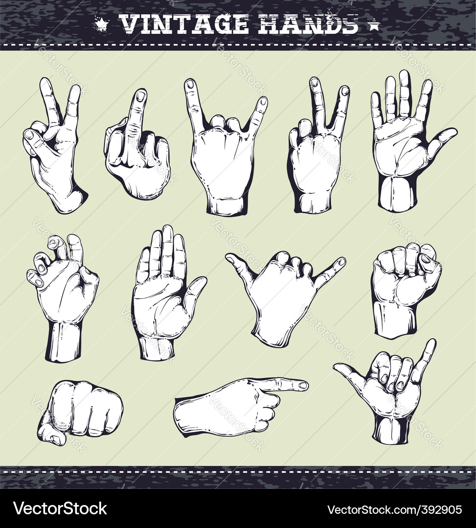 Vintage Hand Set - Retro Style vector image