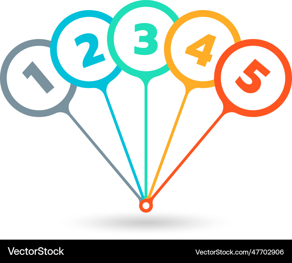 5 steps infographic placards with five numbers Vector Image