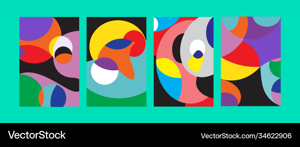 Abstract colorful geometric and curvy pattern vector image
