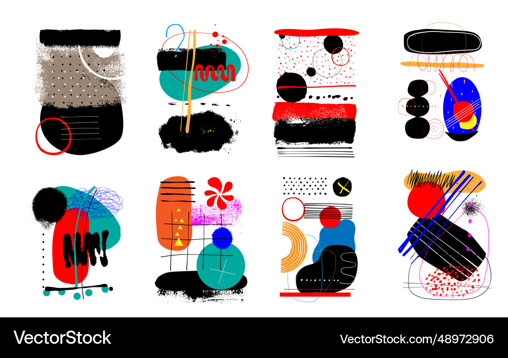 Abstract composition of shapes and textures set vector image