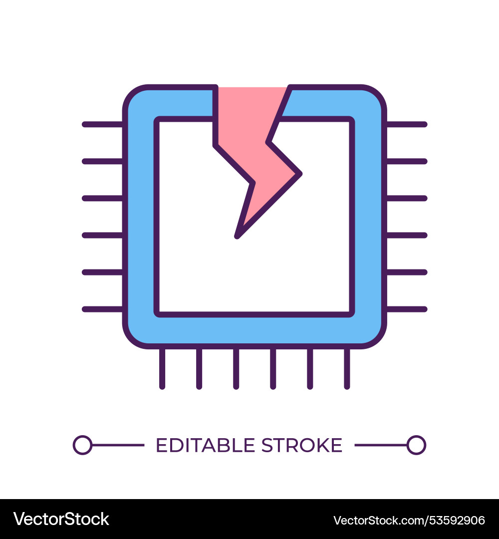 Broken cpu rgb color icon Broken cpu rgb color icon vector image