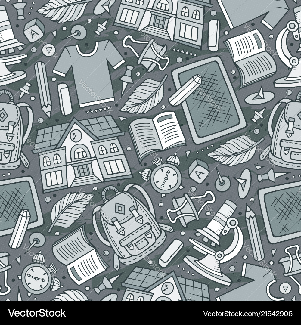 Cartoon hand-drawn back to school seamless pattern Cartoon hand-drawn back to school seamless pattern vector image