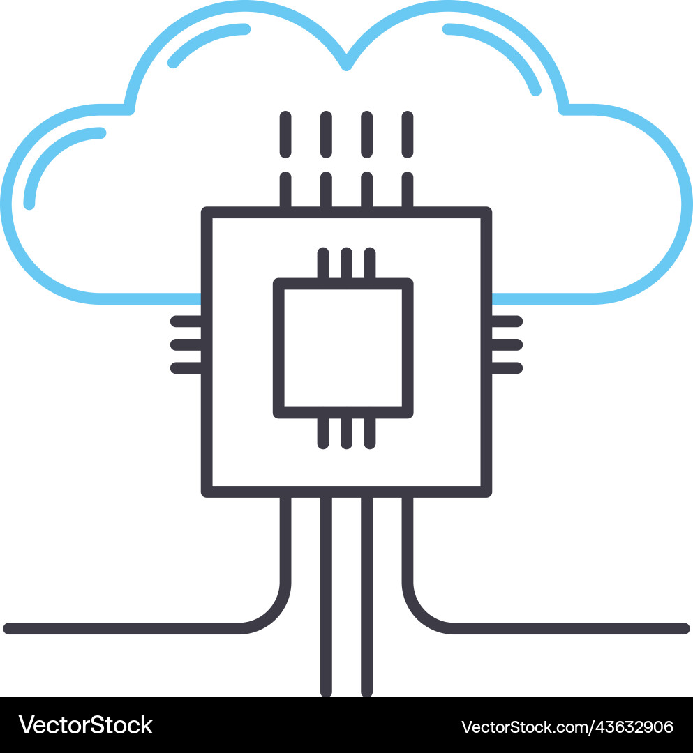 Cloud processor line icon outline symbol Vector Image