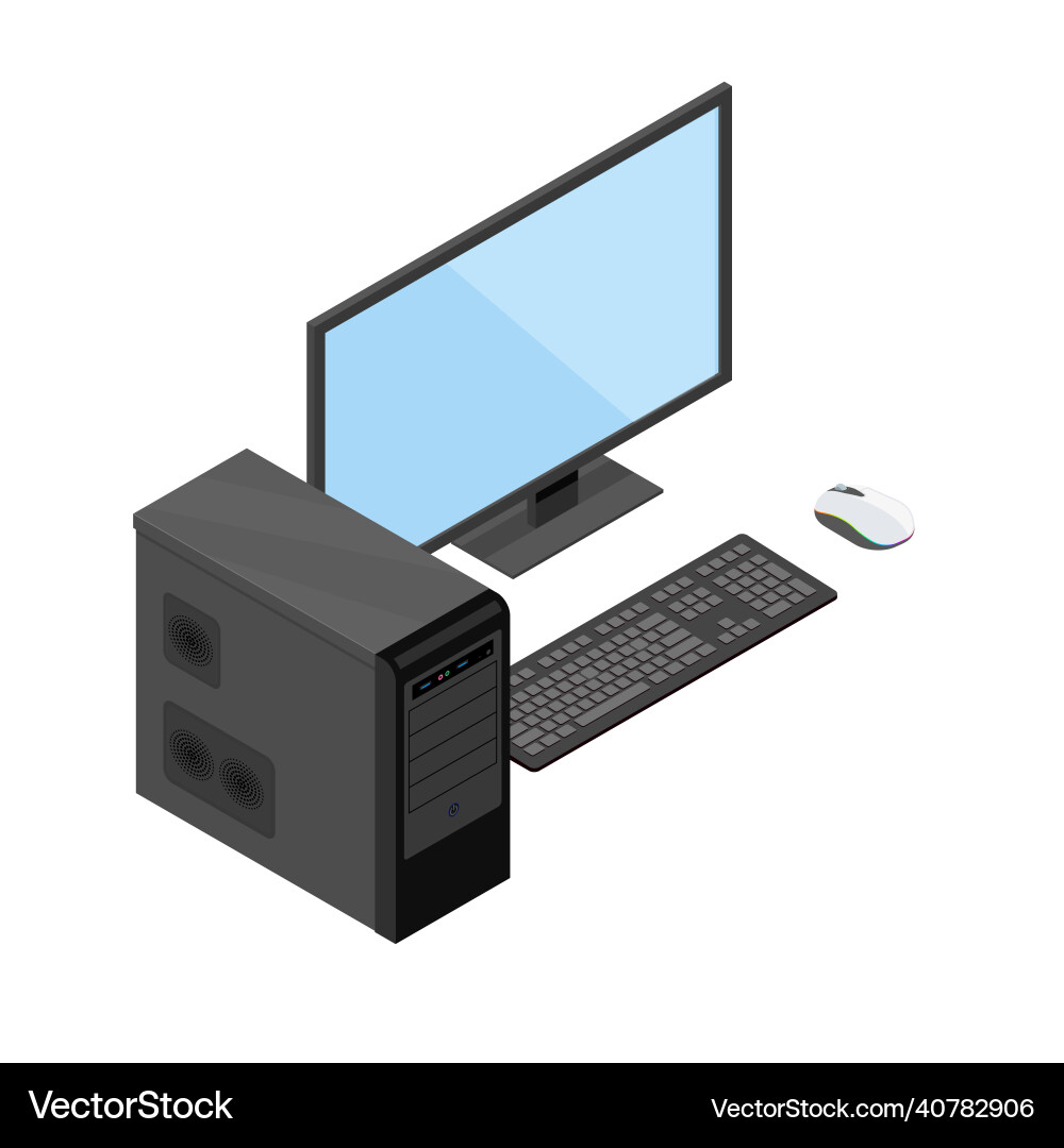 Desktop computer with monitor system unit Vector Image