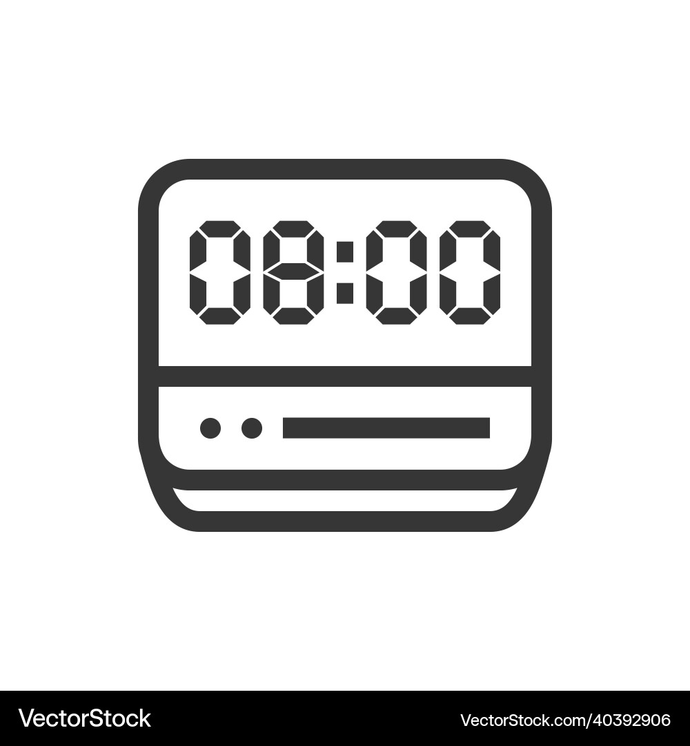 Digital alarm clock line style isolated vector image