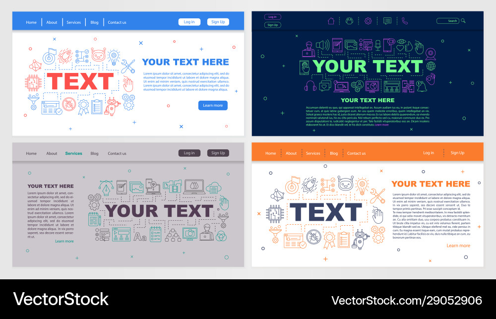 Digital services web page design templates set Digital services web page design templates set vector image