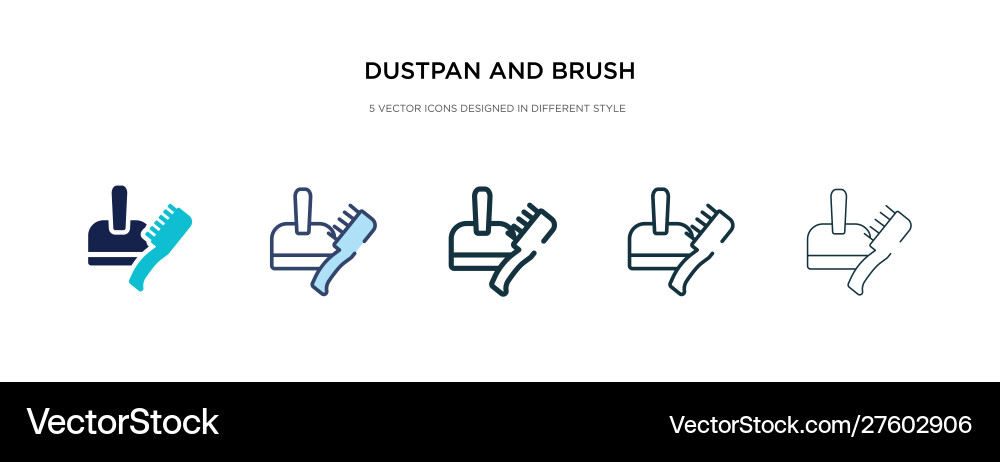 Dustpan and brush icon in different style two vector image