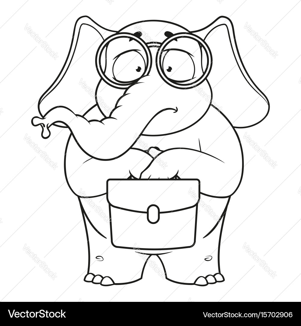 Elephant nerd with glasses holding a briefcase vector image