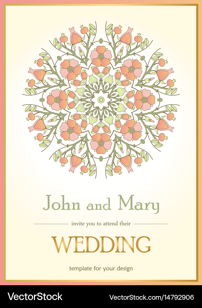Floral wedding invitation vector image