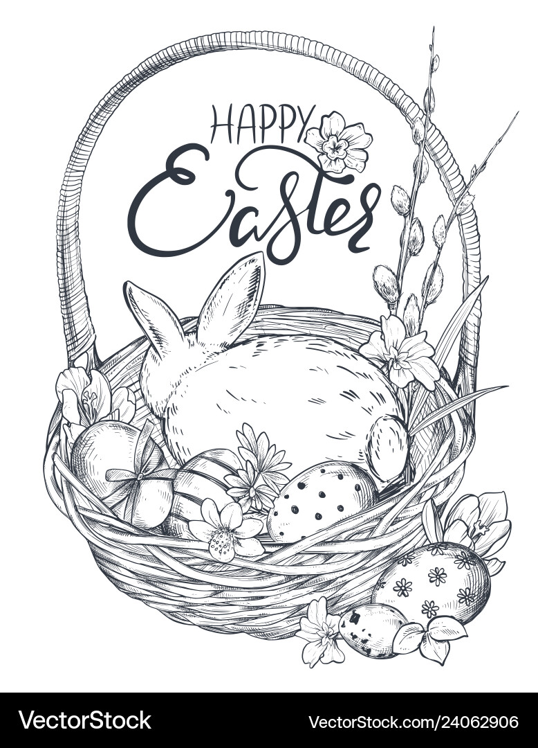 Hand drawn rabbit Royalty Free Vector Image - VectorStock