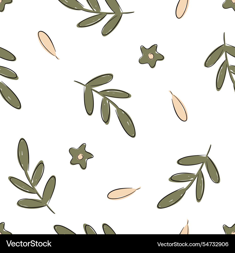 Hand drawn seamless botanical pattern featuring Vector Image