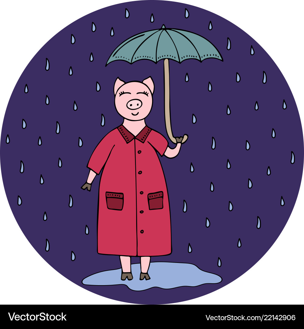 Handgezeichnet mit einem Schwein einen Regenschirm Handgezeichnet mit einem Schwein einen Regenschirm vektorbild