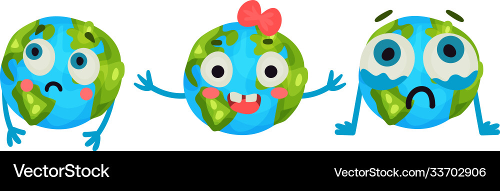 Humanized globe sphere thinking and crying Humanized globe sphere thinking and crying Vector Image